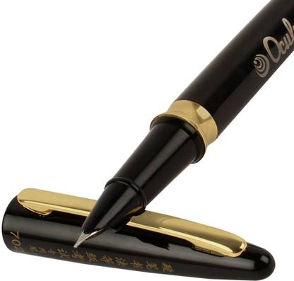Oculus 5957 Medium Nib and Refillable ink cartridge, Black with Golden Combination Metal Fountain Pen