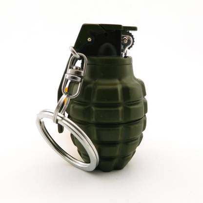 TrustShip Fuze Grenade Military Army Metal Bomb Lighter Refillable Butane Gas System Lighter With Key Ring - Pocket Size Lighter Pocket Lighter