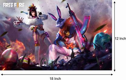 Free Fire Game Wall Poster For Room With Gloss Lamination M22 Paper Print