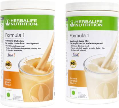 HERBALIFE Formula 1 Shake Mix- Orange Flavor & Banana Caramel Flavor For Weight Loss Plant-Based Protein
