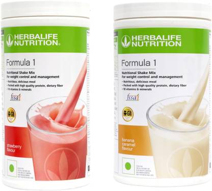 HERBALIFE Formula 1 Shake Mix- Strawberry Flavor & Banana Caramel Flavor For Weight Loss Plant-Based Protein