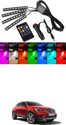 AK Art Atmosphr Lights Car LED Strip Light 4pcs 48 LED DC 12V Multicolor Music Car Intrior Light LED Undr Dash Lighting Kit with Sound Activ Function and Wirlss Rmot Control Car Dashboard Lights (Multicolor)54 Dash Light Car LED for Renault (12 V, 75 W)