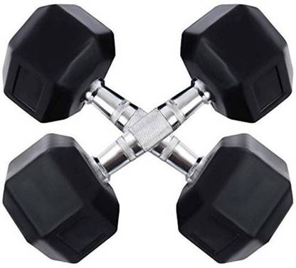 HACKERX 5kg X 2pcs Hexagonal Rubber Coated Fixed Weight Dumbbell