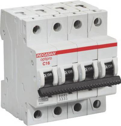Indoasian 16Amp FOUR Pole AC MCB C Curve 16A FP MCB MCB