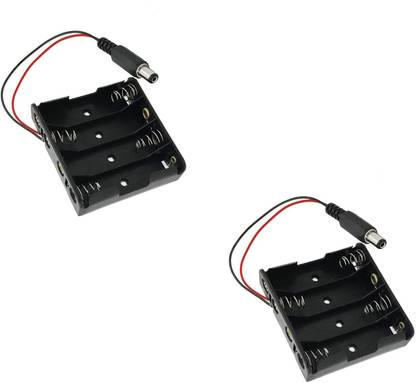 EPICTAC 18650 Battery Holder to DC Jack 4xAA Battery Holder Connector for Arduino UNO R3, MEGA 2560, RC Car (Pack of 2) Electronic Components Electronic Hobby Kit