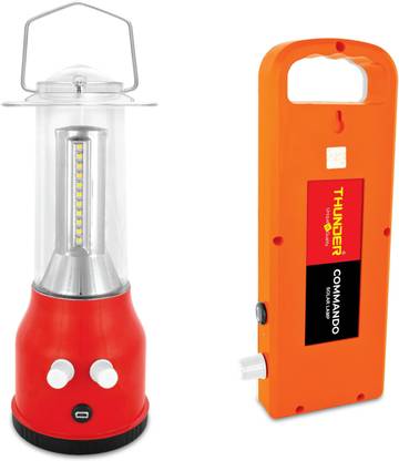 THUNDER COMBO LED LIGHT OFFER HERITAGE PLAIN + COMMANDO PLAIN WITH CHARGER 4 hrs Lantern Emergency Light