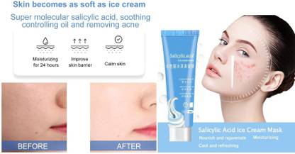 manasona Ice Cream Mask Clean Pores, in+ Salicylic Acid Ultra Cleansing Mask Ice Cream Mask Gel Blackheads Remover| Pore Cleansing and Shrinking