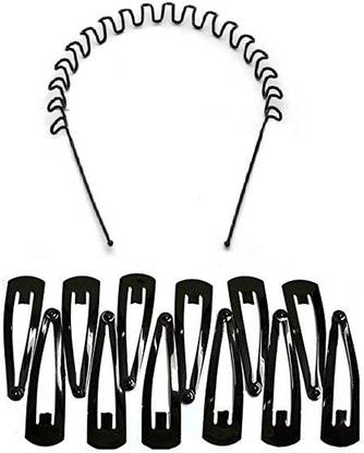 Chronex Pack of 12 Pcs Regular Use Metal Tic Tac Hair Clips/Hair Pins with 1 Zig Zag Hair Band)/ Hair acceseries/Hair Extension Tic Tac Clip