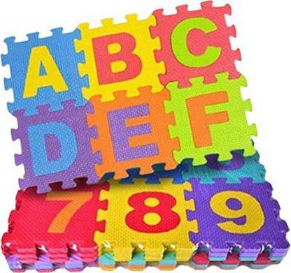 Annie 36 Pcs Big Size Eva Puzzle Foam Mat for Kids, Interlocking Learning Alphabet and Number Mat forKids - Multicolor (15 X 15 cm)
