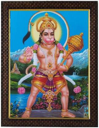 SVC Handicrafts Lord Hanuman Anajaneeya Pooja Photo Frame for Pooja Roomati BLord Hanuman Anajaneeya Pooja Photo Frame for Pooja Roomalaji Venkateswara Swamy / Perumal Photo Frame for Pooja Room (10 X 13 Inch) Religious Frame