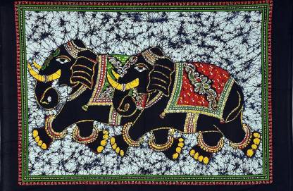 Indian Wall Hanging Tapestry Poster Home Decor Black & White Elephant Mandala