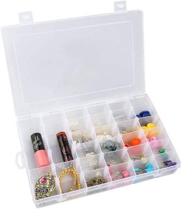 RABBONIX Celebrationgift 36 Adjustable Multipurpose Plastic Storage Box for Jewellery Medicine Pills Tools, Medium, White Jewellery Organizer, Medicine Pills Tools, Makeup Kits Organizer Vanity Box