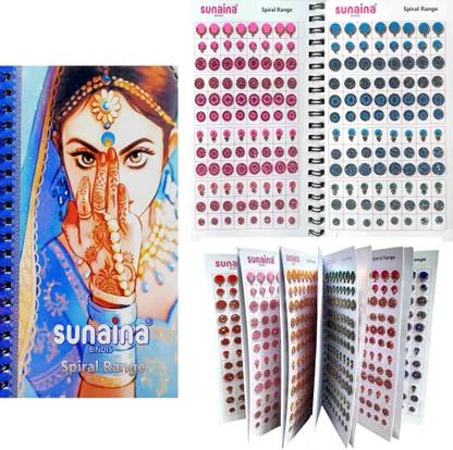 SUNAINA Multicolour Mix Design And Mix Size Full Stone Bindi book for women FOREHEAD Multicolor Bindis  (STICK ON)