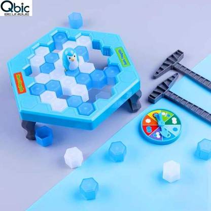 QBIC Save Penguin Ice Break Kids Puzzle Game Hammer Trap Knock Ice Block Wall Desktop Educational Toys for Kids and Group Party & Fun Board Game