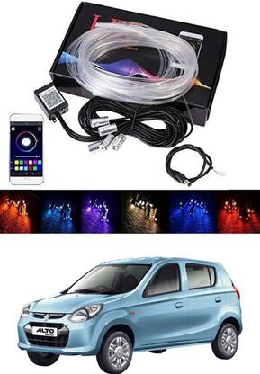AYW RGB App LED Car Atmosphere Interior Light With Optic Fibre Cable, EL Neon Strip Lamp With Bluetooth App Control Car Fancy Lights Universal For Alto 800 All Models Car Fancy Lights