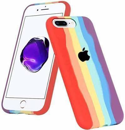 KHR Back Cover for Apple iPhone 8 Plus Rainbow Liquid Silicone Soft Back Cover for iphone 8 plus (Rainbow Case)