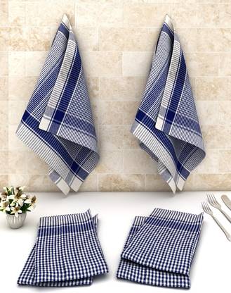 athom TRENDZ Small Checks Cotton Multipurpose Kitchen Towel/Cleaning Cloth 45x45 cm Pack of 6 Wet and Dry Cotton Cleaning Cloth
