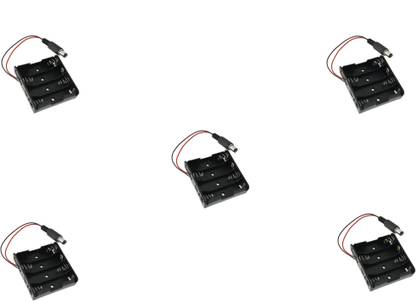 EPICTAC 18650 Battery Holder to DC Jack 4xAA Battery Holder Connector for Arduino UNO R3, MEGA 2560, RC Robot Car (Pack of 5) Electronic Components Electronic Hobby Kit