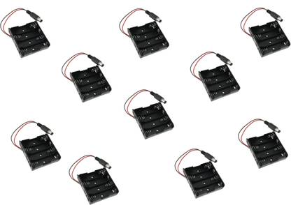 EPICTAC 18650 Battery Holder to DC Jack 4xAA Battery Holder Connector for Arduino UNO R3, MEGA 2560, RC Robot Car (Pack of 10) Electronic Components Electronic Hobby Kit
