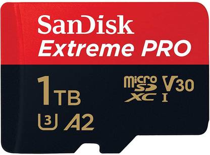 SanDisk SDSQXCZ-1T00-GN6MA Extreme Pro 1 TB MicroSDHC Class 10 170 MB/s  Memory Card Compatible with Gaming Console, Camera, Tablet, Mobile, Computer