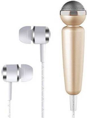 Clairbell KCZ_549G_ Karaoke Singing Microphone Metal Sing Mic for Phone, for Computer, for PC Audio Cable with Stereo Earphone Compatible with all smart & IOS devices Microphone