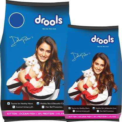 Drools 1.2kg Cat Food with Drools 3 kg Ocean Fish 4.2 kg (2x2.1 kg) Dry Young Cat Food