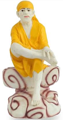 Crafting Bear India Hand Carved Lord Sai Baba Resin Idol Meditation Sculpture Statue,3.5-inch Decorative Showpiece - 9 cm Decorative Showpiece  -  9 cm