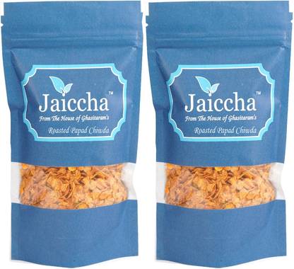 Jaiccha Pack of 2 Roasted Papad Chiwda 75 gms blue pouch