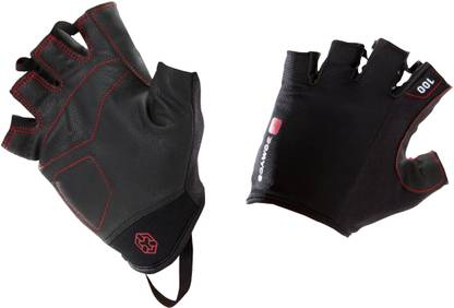 DOMYOS by Decathlon Weight Training Gloves 100- Black with Red Gym & Fitness Gloves