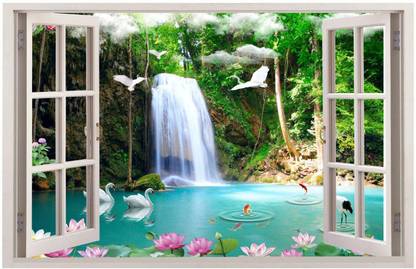 AY FASHION 60.96 cm 3D Wall Window Decal Stickers, PVC Self Adhesive Vinyl Wall Poster for Living Room, Hall, Play Room, Bedroom, Kitchen, Office(24 x 36 Inch)_WW0168 Self Adhesive Sticker