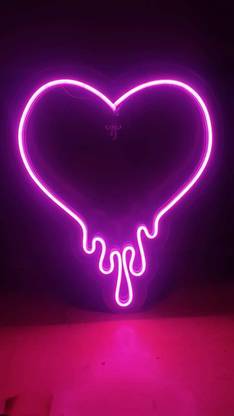 Neon Sign India Heart LED Neon Sign 12x12 inches with Adaptor and Brightness Controller (Pink) Table Lamp