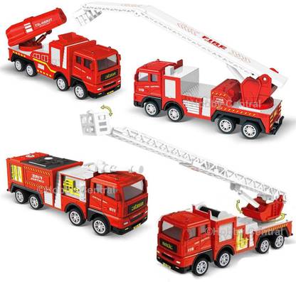 Hobby Central fire Truck Toy, fire Truck Toys for Kids fire Engine Simulation Toy (Set of 4)
