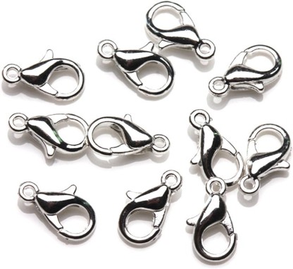 J0APX 30 Silver Plated 10mm x 6mm Jewelry Findings Alloy Lobster Claw Clasps