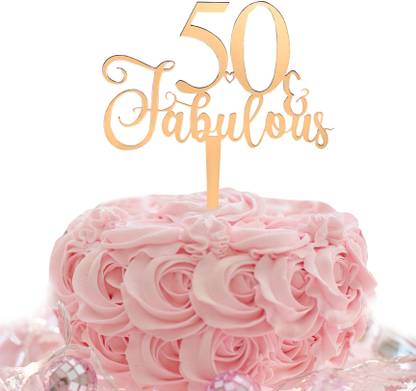 Heartily Happy Birthday/Anniversary Fabulous 50 Cake Topper plus Candle Combo Baking Sparkles Cake Topper