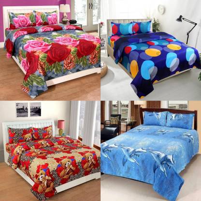 n g products 180 TC Polycotton Double Cartoon Flat Bedsheet
