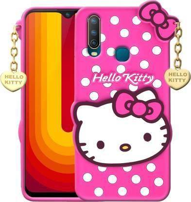 ROSSER Back Cover for Vivo Y15 Hello Kitty Soft Gir (Pink, Silicon)