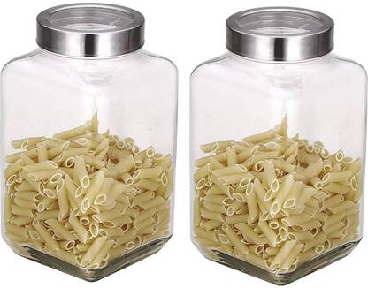 Glassbar 3000 Ml Glasss Jar Square Kitchen Storage 3 Ltr Kg Glass Jar Square Kitchen Storage, Airtight Glass Kitchen Storage Containers