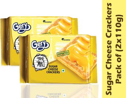Gery Gone Mad Sugar Cheese Crackers - Crispy Biscuit Snack with Cheese Spread - Each Pack Contains 5 Pairs Crackers (110 Grams x Pack of 2) Cheeselets Biscuit