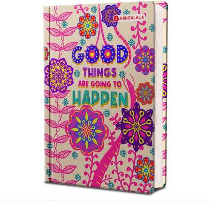 Jhingalala Good Things Hard Bound Undated A5 Diary Notebook (20 X 14.5 CM, 80 GSM, 190 Ruled Perforated Pages) Diary for Writing, Gift for Friend, Personal Diary A5 Diary Ruled 190 Pages