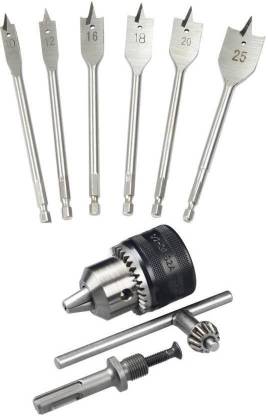 Qualigen Flat wood bit and chuck set 13 mm-1/2 unf new pack of 2