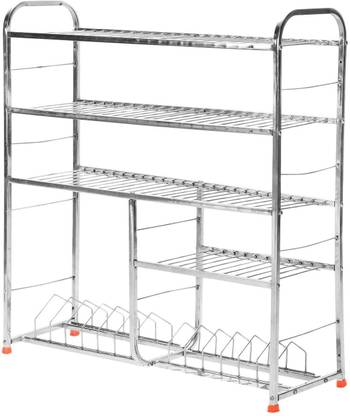USAENTERPRISES Utensil Kitchen Rack Steel Wall Mounted bartan Stand Stainless Steel Kitchen Rack (30X24)