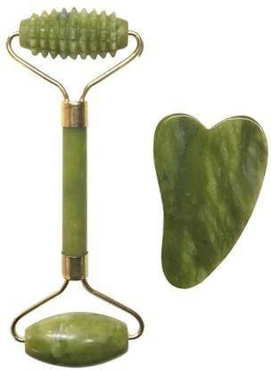 Horianzo jade roller and gua sha set jade face roller face massager jade stone facial massager tool for women jade roller and guasha set jade face roller gau sha jade stone facial massager tool for women Massager