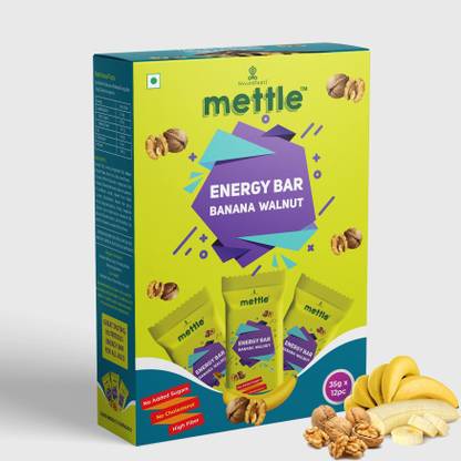 METTLE Banana Walnut Energy Bar 35 g. Pack of 12 Energy Bars