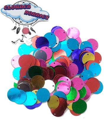 CLOUDED HOBBIES ROUND MULTICOLOUR SEQUINE FOR CRAFT , DÉCOR & EMBROIDERY Multicolor Sequins