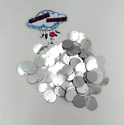 CLOUDED HOBBIES ROUND SILVER COLOUR SEQUINES FOR CRAFT , DÉCOR & EMBROIDERY SILVER Sequins