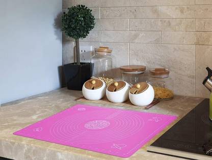 Giffy Reusable Non-Stick Silicone Mat with Measurements for Roti Making Pastry Rolling Non Stick & Non Slip Blue Table Sheet Food-grade Silicone Baking Mat