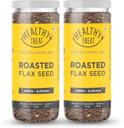 Healthy Treat Roasted Flax Seed - Jeera Ajwain Combo 300 gm Pack of 2 ,150 gm Each Brown Flax Seeds