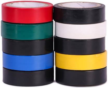 Oxcord PVC Tape Electrical Self Adhesive Insulation PVC Tape (0.125X17), 7 MTR - Pack of 10 (Assorted Colors)