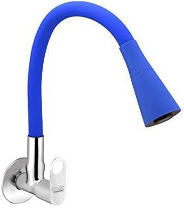 Spazio Prime Flexo SmartBuy Flexible Sink Faucet - Flxo Play (with 360 Degree Flexible Silicon Hose & Dual Flow Pattern) Hot/Cold Water Tap With Wall Flange - Blue Faucet Nozzle