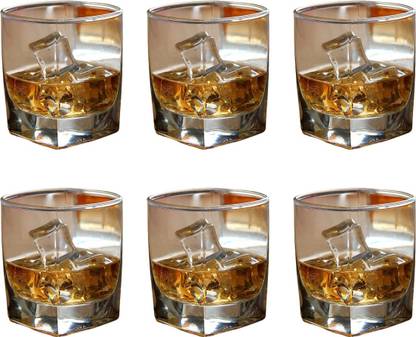 VILON (Pack of 6) Glass Whiskey Glass - 6 Pieces, Transparent, 300 ml Glass Whisky Glass